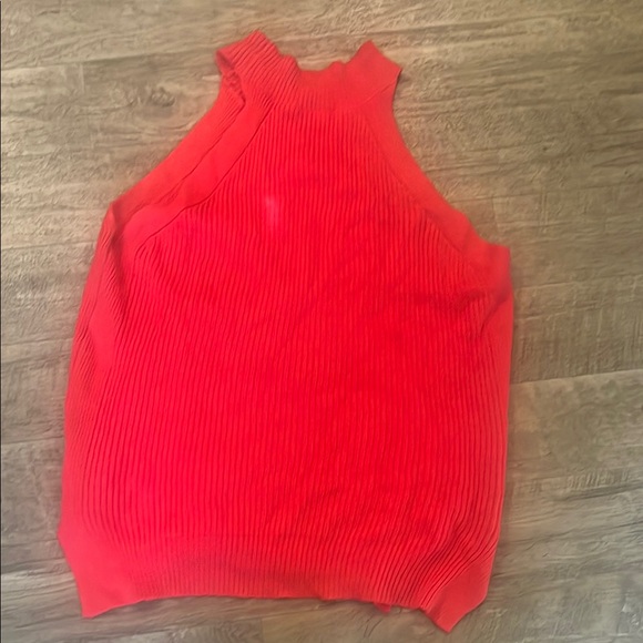 Sleeveless Red Ribbed Top - Picture 1 of 5